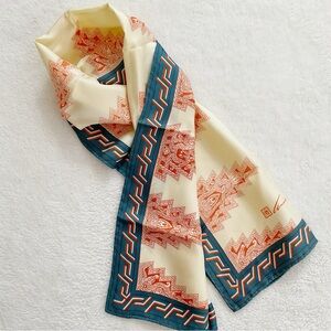 Vintage Anne Klein Italian Silk Scarf 1970s Geometric Rectangle